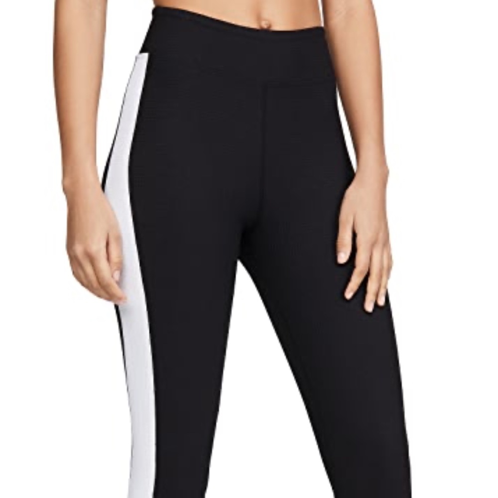 Year of Ours, Thermal Track Leggings and matching Bra Top, Black and White